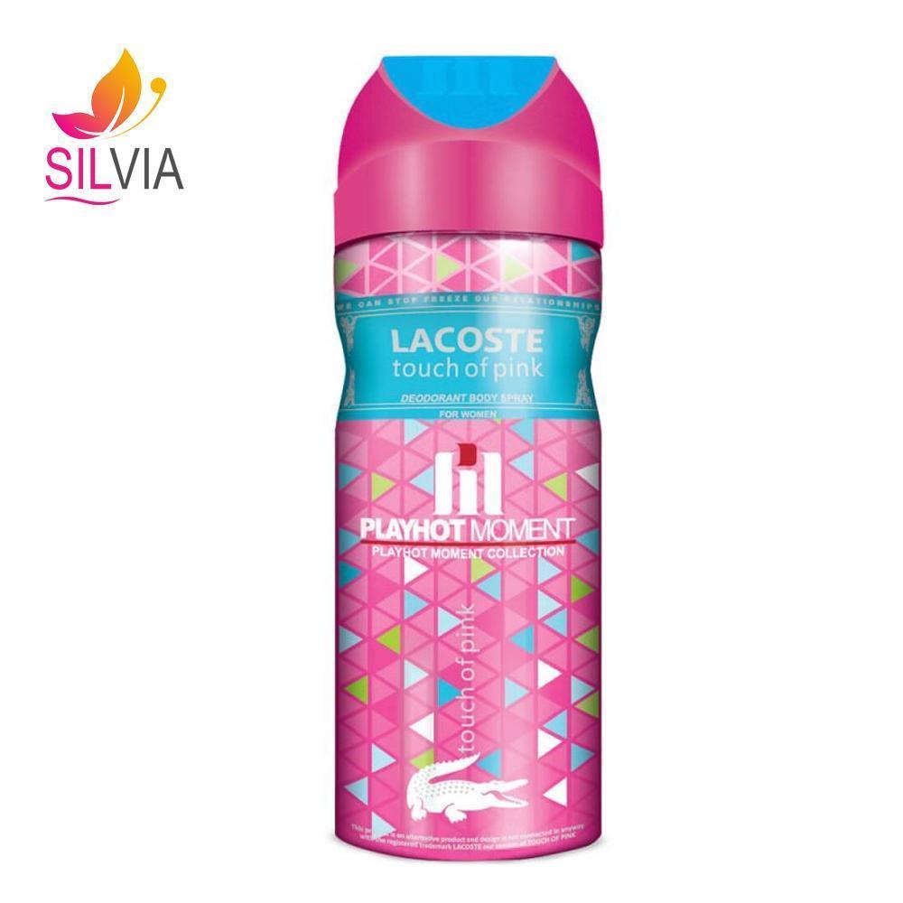 اسپری دئودورانت زنانه پلی هات مومنت مدل Lacoste Touch Of Pink اسپری دئودورانت زنانه پلی هات مومنت مدل Lacoste Touch Of Pink